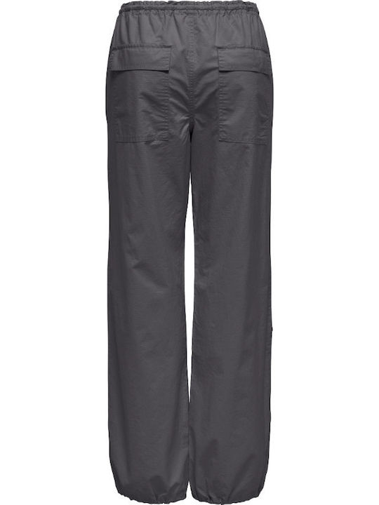 Mw Women's Fabric Trousers with Elastic Loose Fit Gray