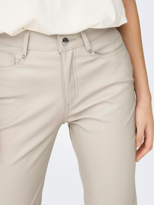 Hw Γυναικείο Ψηλόμεσο Υφασμάτινο Παντελόνι Beige
