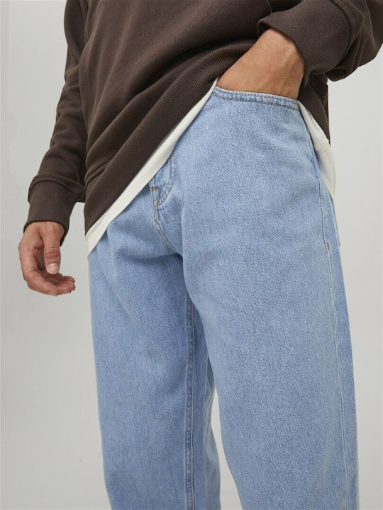 Men's Elastic Jeans Pants with Loose Fit Blue
