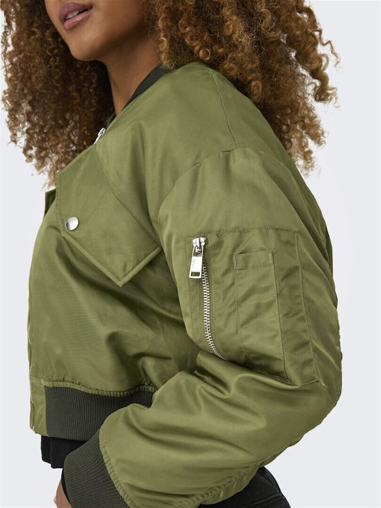 Κοντό Γυναικείο Bomber Jacket Πράσινο