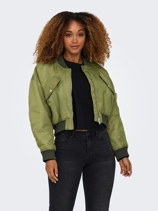 Κοντό Γυναικείο Bomber Jacket Πράσινο