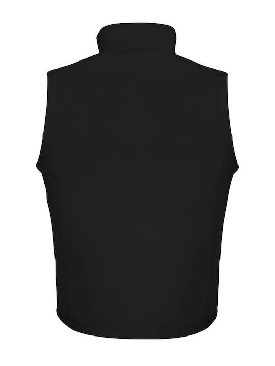 Sleeveless Jacket Softshell Waterproof and Windproof Black