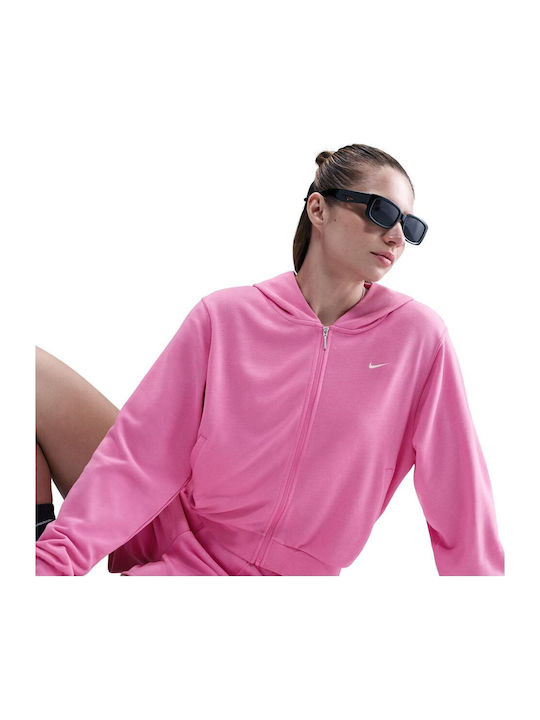 Sportswear Γυναικεία Ζακέτα Φούτερ με Κουκούλα Ροζ