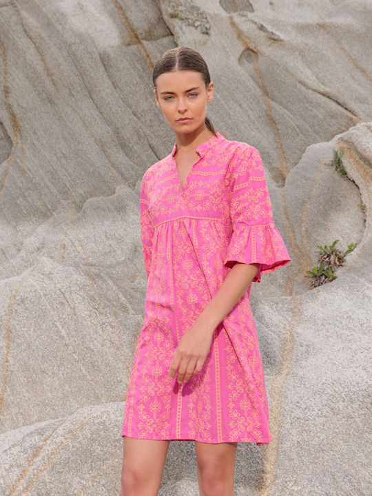 Pink Label Γυναικείο Φόρεμα Παραλίας Hot Pink