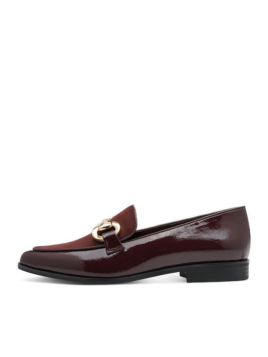 Patent Leather Women's Loafers in Burgundy Color