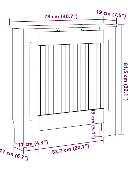vidaXL Brown Particleboard Radiator Cover 78x19x81.5cm 2 Pieces