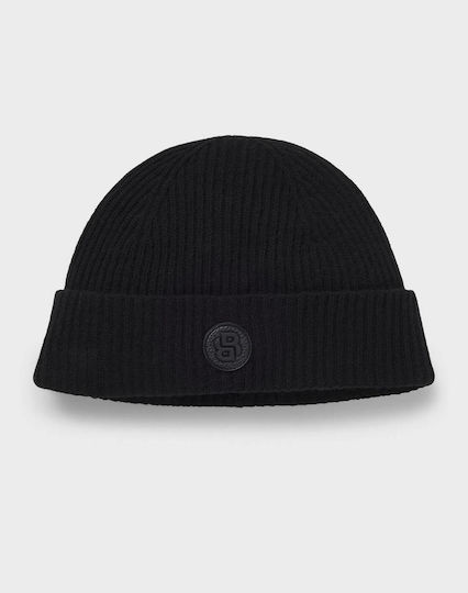 Bicon Beanie Masculin Căciulă cu Tricotaj Rib în culoarea Negru