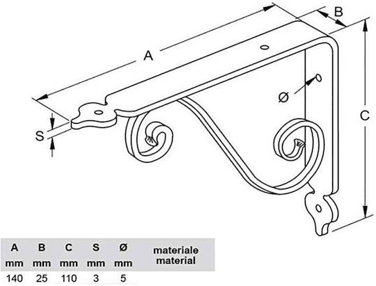 Bolis Italia Metallic Shelf Brackets Black 140x110mm 2023/1-14