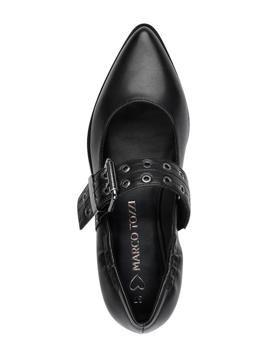 Women's Ballerina Shoes with Strap Black
