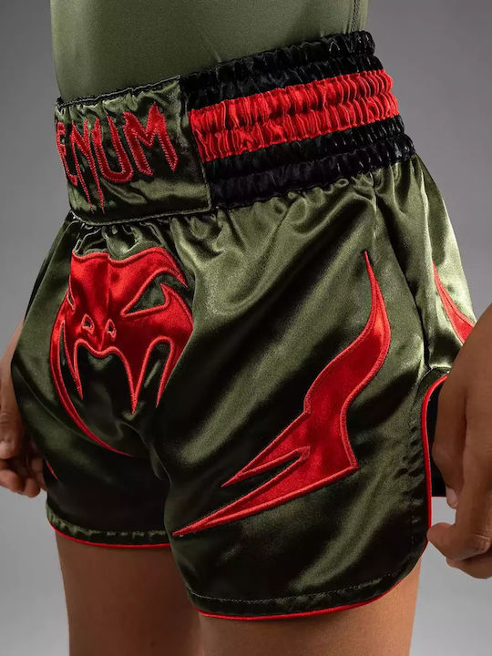 Kids Venum Inferno Muay Thai Boxing Shorts Army Green Orange
