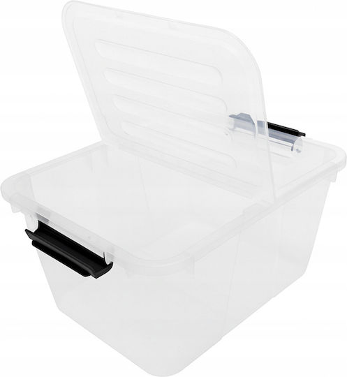 Storage Basket Plastic with Lid Transparent 15lt 1pcs