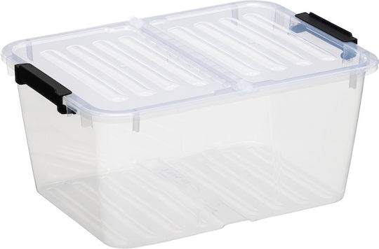 Storage Basket Plastic with Lid Transparent 15lt 1pcs