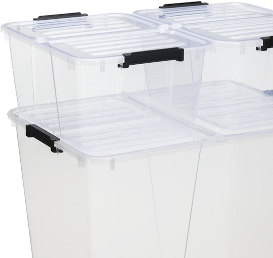 Storage Basket Plastic with Lid Transparent 15lt 1pcs