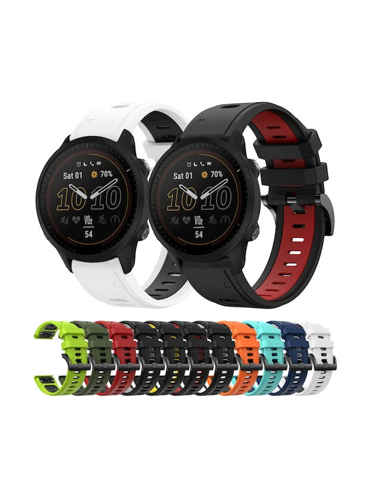 Garmin Forerunner 955 22mm Brățară Sport Dublu Culoare din Silicon Alb+Negru