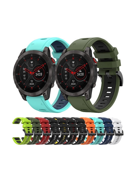 Garmin Epix Gen 2 22mm Two-Tone Sports Silicone Watch Strap Mint Green + Blue