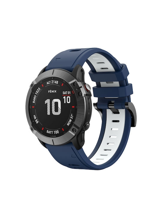 Garmin Fenix 6 Pro Gps 22mm Δίχρωμο Αθλητικό Λουράκι Σιλικόνης Ρολόι Μεσάνυχτα Μπλε + Λευκό Garmin Fenix 6 Pro Gps 22mm Δίχρωμο Αθλητικό Λουράκι Σιλικόνης Ρολόι Μεσάνυχτα Μπλε + Λευκό