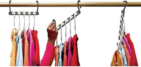 Set 10 Pvc Kleiderbügel Organizer 5 Haken 23,5 cm Länge Grau