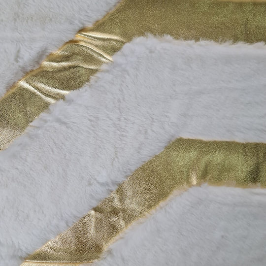 Rug Rectangular Furry White-Gold