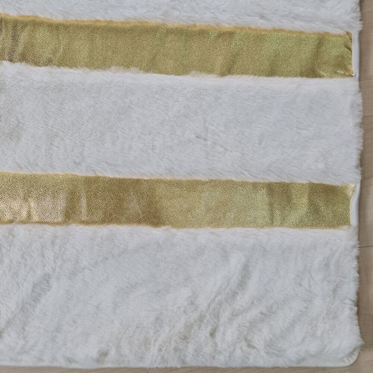 Rug Rectangular Furry White-Gold