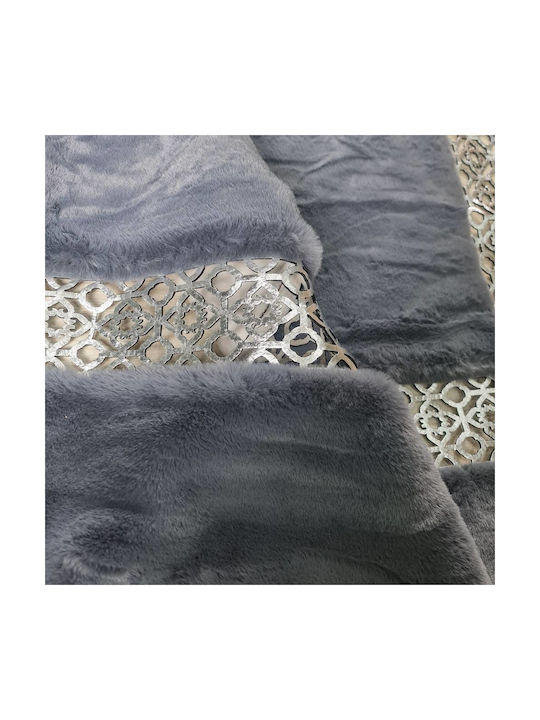 Saray Home Luxurius Χαλί Ορθογώνιο Γούνινο Γκρι-ασημί 160x220cm