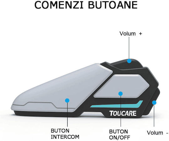 Toucare Ενδοεπικοινωνία Μονή για Κράνος Μηχανής με Bluetooth