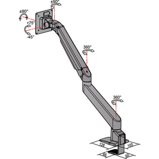 Multibrackets Halterung Auf dem Schreibtisch für 2 Monitore bis 28" mit Arm (MB-5952)