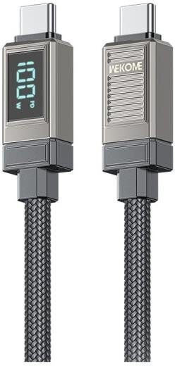 WK Braided USB 2.0 Cable USB-C male - USB-C 100W Γκρι 1.2m 250871