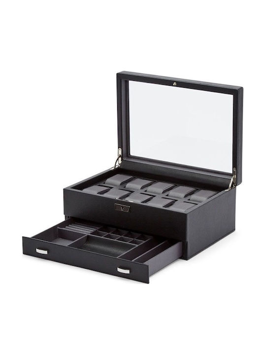 Wolf Watch Box 10 Ρολόγια Συρτάρι Black