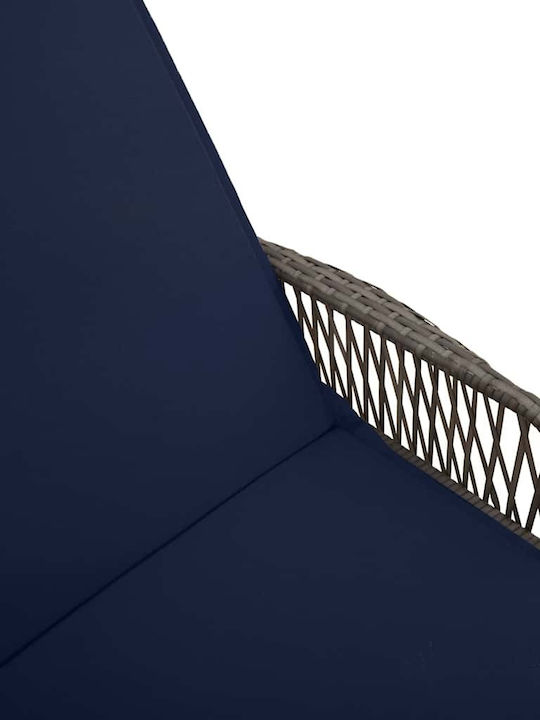 Ξαπλώστρα Rattan με Μαξιλάρι Γκρι με Τραπεζάκι 2τμχ 200x55x32εκ. Ξαπλώστρα Rattan με Μαξιλάρι Γκρι με Τραπεζάκι 2τμχ 200x55x32εκ.