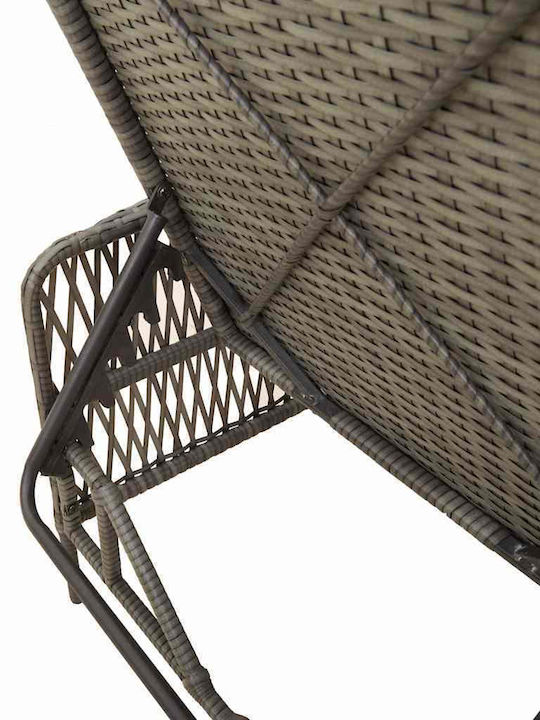 Ξαπλώστρα Rattan με Μαξιλάρι Γκρι με Τραπεζάκι 2τμχ 200x55x32εκ.
