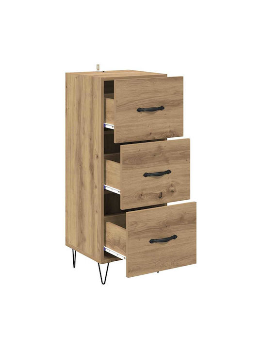 Drawers Storage Wooden with 3 Drawers L34xW34.5xH90cm