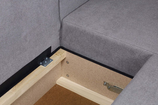 Amaretto Corner Couch Bed with Reversible Angle and Storage Space Gray Light 240x149 cm