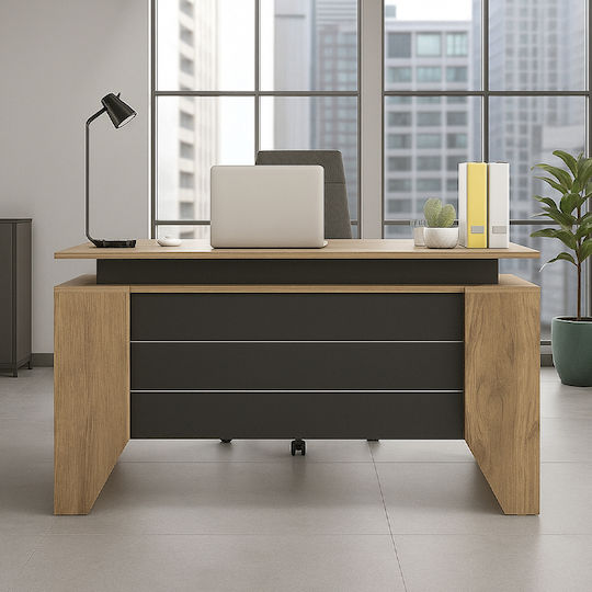 Γραφείο Remida 140x60x76.9εκ. Sepet Oak - Ανθρακί