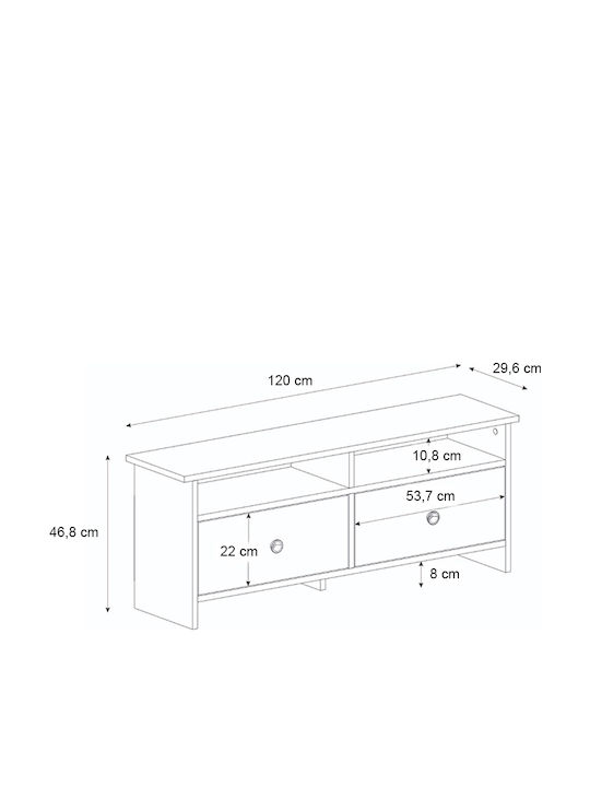 Έπιπλο Τηλεόρασης Gradias Λευκό - Sapphire Oak Μ120xΠ29.6xΥ46.8cm
