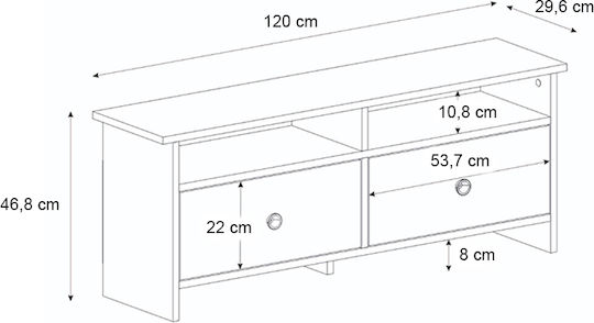 Έπιπλο Τηλεόρασης Gradias Λευκό - Sapphire Oak Μ120xΠ29.6xΥ46.8cm