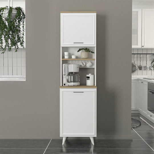 Potter 1 Floor Cabinet White, Rota Oak 53.4x39.6x196.1cm