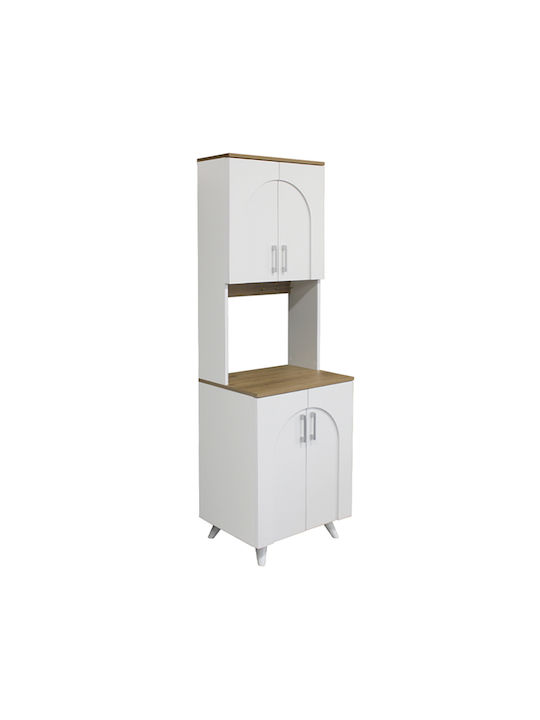 Kalira 2 Επιδαπέδιο Ντουλάπι Λευκό, Rota Oak 60x40x196εκ.