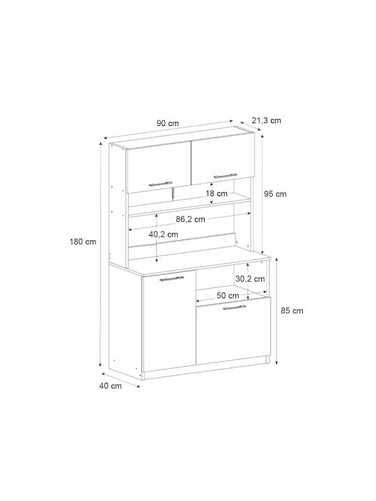 Tuco 2 Bodenstehender Schrank White 90x40x180cm
