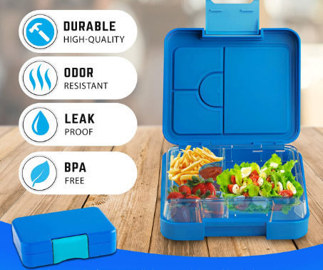Lunchbox Plastic Kids' Lunch Set Dinosaurs Insulated Blue