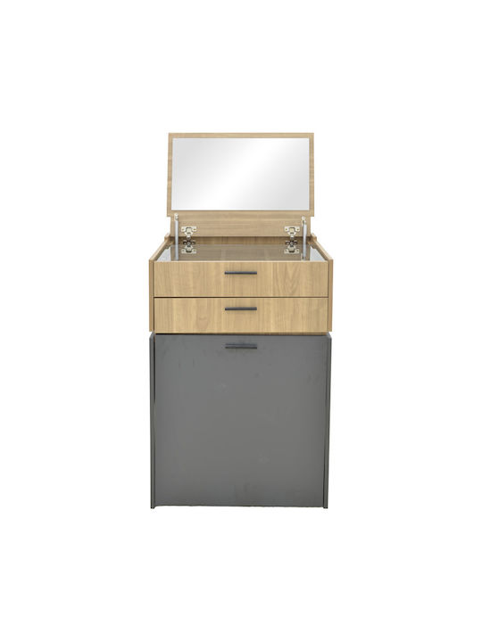 Schminktisch Sonlen Hölzern Anthracite-light Walnut mit Spiegel 60x45x122cm