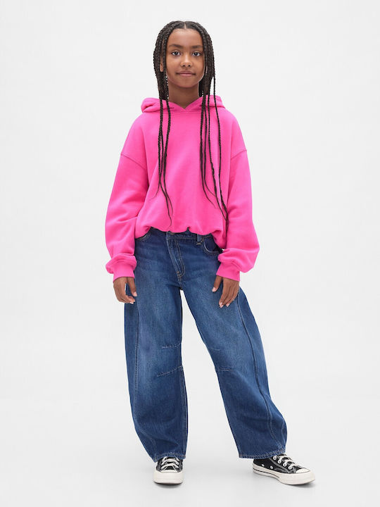 Fleece Kinder-Sweatshirt mit Kapuze Happy Rosa