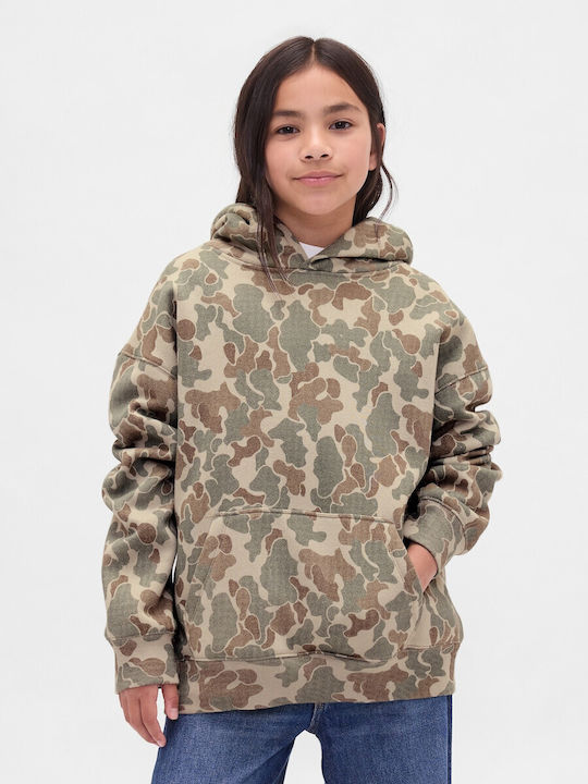 Fleece Παιδικό Φούτερ με Κουκούλα και Τσέπες Neutral Camo