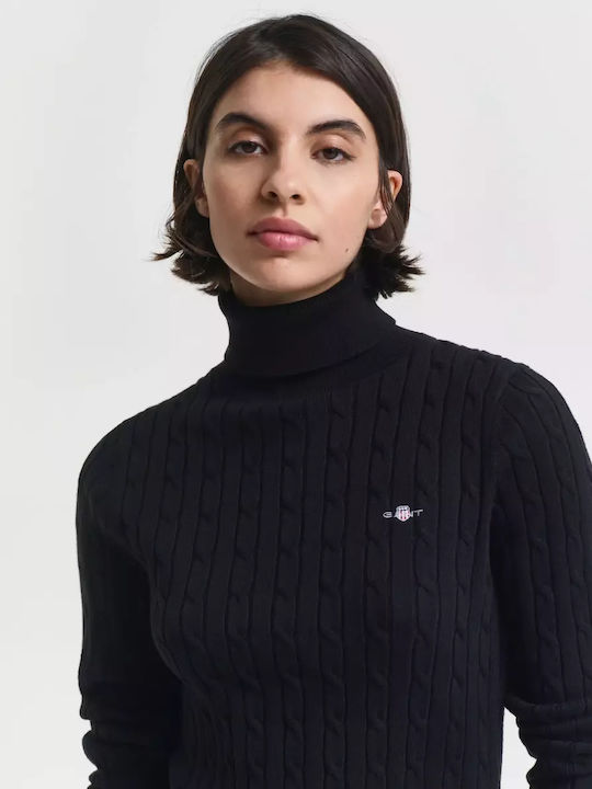 Damen Pullover Baumwolle Rollkragen Black