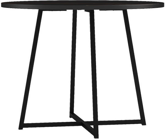 Sarah Rundischer Küchentisch mit Marmoroberfläche Schwarz Marmor - Schwarze Metallbeine 100x100x76cm