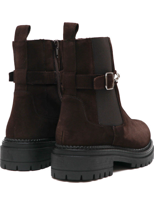 Wildleder Stiefeletten Damen Braun