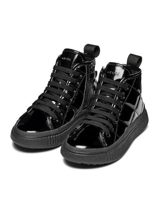 J Laquinny Anatomic Kids Ankle Boots Made of Patent Leather with Zipper and Lights Black