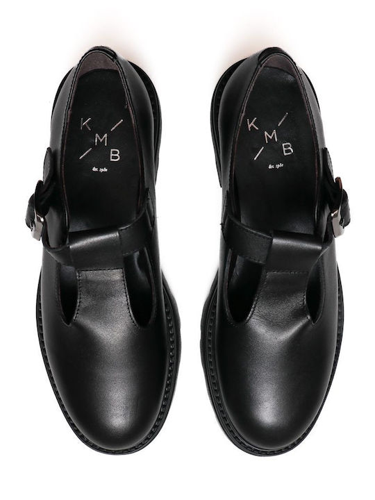 Leather Women's Moccasins in Black Color