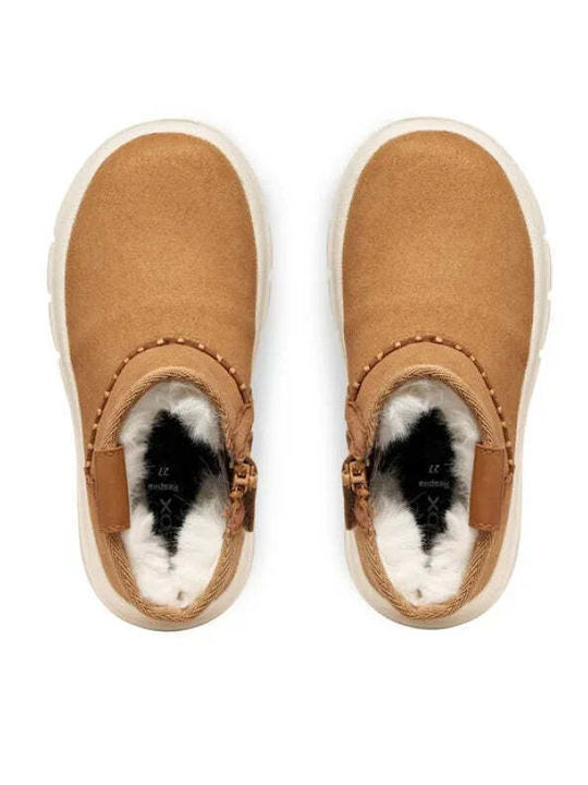 Kids Snow Boots with Zipper Brown