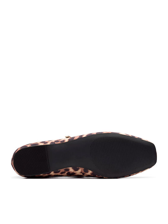 Emelina Gem Leopard Print Γυναικείες Μπαλαρίνες σε Καφέ Χρώμα