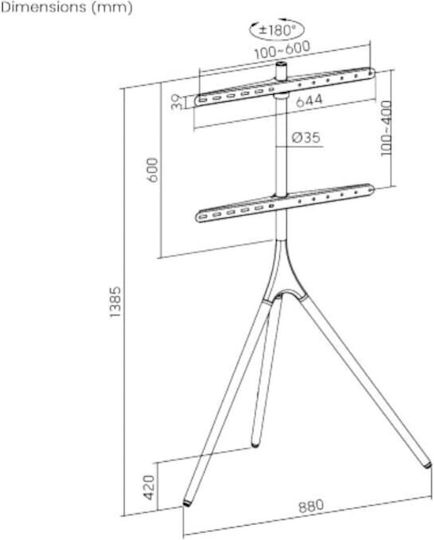Blackmount Tripod Elegant Easel Tv 45"-65" Blackmount Fs12-46f Max 32kg Black-walnut